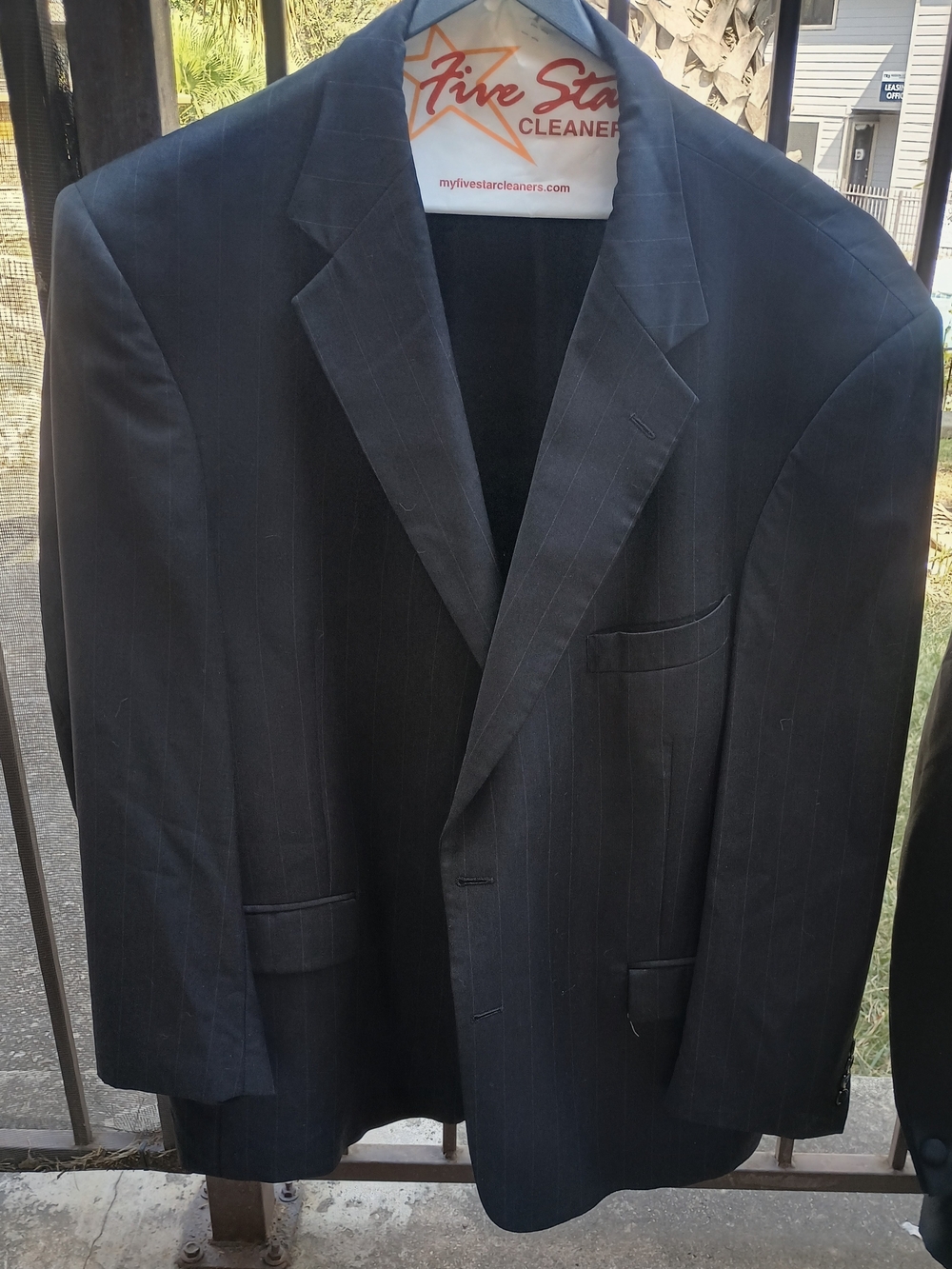 Vintage Evan Piccone Pinstripe Suit Jacket Sport Coat Texas Foleys Custom Black